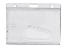 BRADY PEOPLE ID, HORIZONTAL CARD DISPENSER WITH THUMB NOTCH, FROSTED RIGID PLASTIC, SIDE LOAD WITH SLOT AND CHAIN HOLES, 2 1/8
